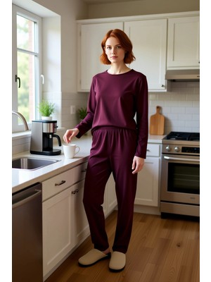 FRM Kadın Paçaları Yırtmaçlı Örme Eşofman Takımı Fonksiyonel Dayanıklı Kaliteli Konforlu Rahat