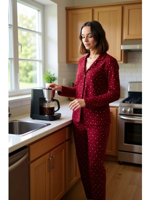 FRM Kadın Galaksi Desenli Uzun Kollu Pijama Takımı Fonksiyonel Dayanıklı Kaliteli Konforlu Şık