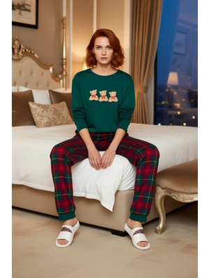 Ersefa Kız Çocuk Ayıcık Temalı Ekose Pijama Seti Fonksiyonel Dayanıklı Kaliteli Konforlu Estetik Şık