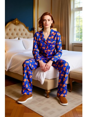 Ersefa Kadin Kirmizi Kurabiye Adam Desenli Pijama Takımı Fonksiyonel Dayanıklı Kaliteli Konforlu Şık