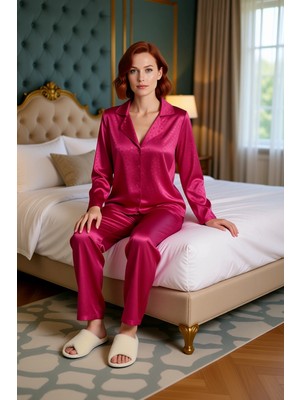 Ersefa Kadın Saten Zebra Desenli Lounge Pijama Takımı Fonksiyonel Dayanıklı Kaliteli Konforlu Şık