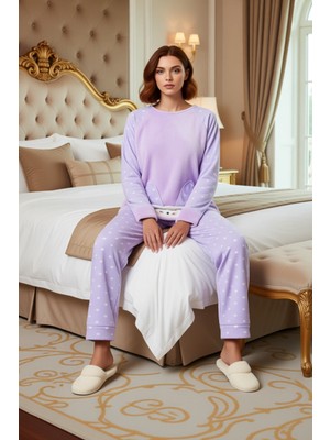 Ersefa Kadın Polar Tavşan Desenli Kışlık Pijama Takımı Fonksiyonel Dayanıklı Kaliteli Konforlu Şık