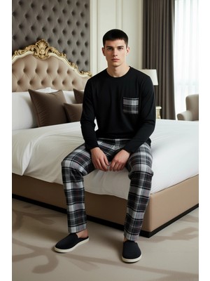 Ersefa Erkek Kışlık Ekose Desenli Ev Giyim Takımı Fonksiyonel Dayanıklı Kaliteli Konforlu Estetik
