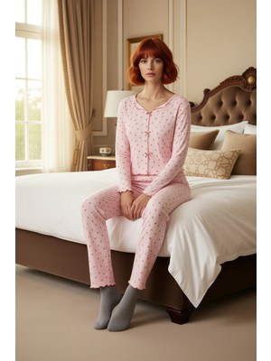 Ersefa Kadın Çiçek Desenli V Yaka Pijama Takımı Fonksiyonel Dayanıklı Kaliteli Konforlu Estetik Şık