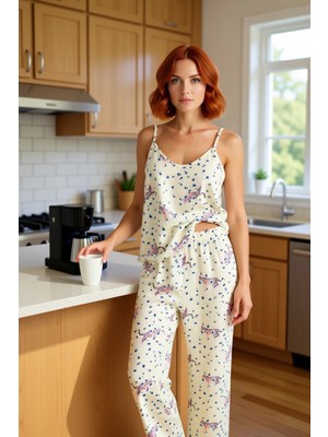 FRM Viskon Dokuma Hayvan Desenli Pijama Takımı Kadın Fonksiyonel Dayanıklı Kaliteli Konforlu Şık