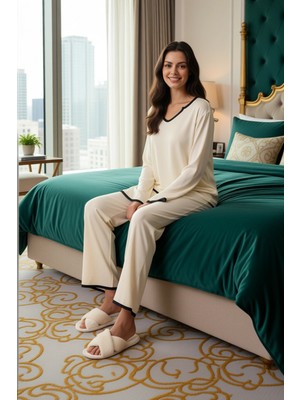 Ersefa Kadın Viskon Dokuma Pijama ve Ev Giyim Takımı Fonksiyonel Dayanıklı Kaliteli Konforlu Spor