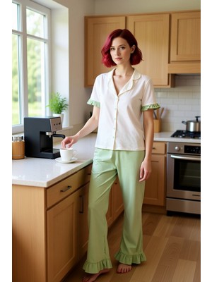 FRM Kadın ve Pamuklu Pijama Takımı Gömlek Pantolon Fonksiyonel Dayanıklı Kaliteli Konforlu Şık