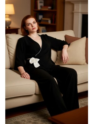 PayBuy Kadın Kruvaze Yaka Viskon Pijama Takımı Fonksiyonel Dayanıklı Kaliteli Konforlu Estetik Şık
