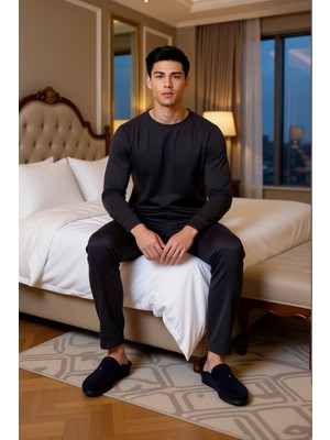 Ersefa Erkek Waffle Dokuma Sweatshirt ve Pantolon Takımı Haki Fonksiyonel Dayanıklı Kaliteli Spor