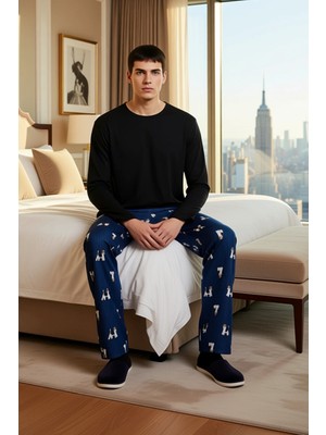 Ersefa Kadın Bisiklet Yaka Köpek Desenli Pijama Takımı Fonksiyonel Dayanıklı Kaliteli Konforlu Şık