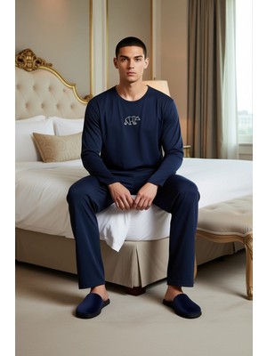 Ersefa Erkek Animal Nakışlı Örme Pijama Takımı Fonksiyonel Dayanıklı Kaliteli Konforlu Estetik Şık