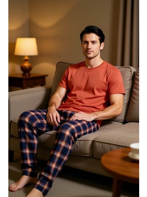 PayBuy Erkek Kiremit Ekose Pijama Takımı Fonksiyonel Dayanıklı Kaliteli Konforlu Estetik Premium Şık