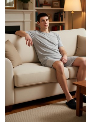 PayBuy Erkek Regular Fit Çizgili Şortlu Pijama Takımı Fonksiyonel Dayanıklı Kaliteli Konforlu Şık
