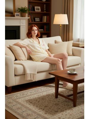 PayBuy Kadın Kiraz Nakışlı Çizgili Viskon Pijama Takımı Fonksiyonel Dayanıklı Kaliteli Konforlu Şık