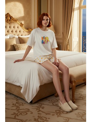 Ersefa Kadın Meyve Baskılı Volanlı Şortlu Pijama Takımı Fonksiyonel Dayanıklı Kaliteli Konforlu Şık