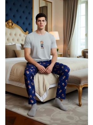 Ersefa Erkek Uzun Kollu Ayıcık Baskılı Pijama Seti Fonksiyonel Dayanıklı Kaliteli Konforlu Modern
