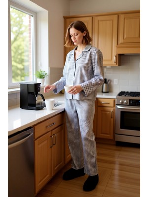 FRM Kadın Flanel Ekose Pijama Takımı Fonksiyonel Dayanıklı Kaliteli Konforlu Estetik Premium Şık