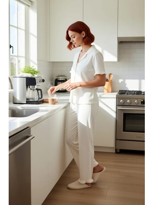 FRM Kadın ve Pamuklu Pijama Takımı Gömlek Pantolon Fonksiyonel Dayanıklı Kaliteli Konforlu Şık