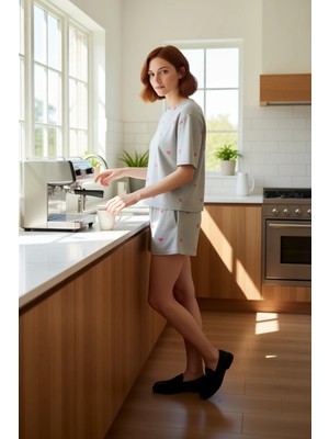 FRM Kadin Kalpli Pijama Takımı Bisiklet Yaka Lounge Giyim Fonksiyonel Dayanıklı Kaliteli Rahat