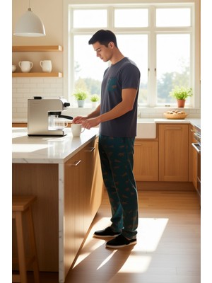 FRM Erkek Cool & Comfort Animal Desenli Pamuklu Pijama Fonksiyonel Dayanıklı Kaliteli Konforlu