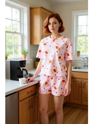 FRM Kadın Ayıcık Desenli Ev Giyim Takımı Fonksiyonel Dayanıklı Kaliteli Konforlu Estetik Rahat