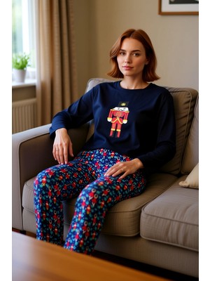 PayBuy Kadın Yılbaşı Temalı Bisiklet Yaka Düşük Kol Pijama Takımı Fonksiyonel Dayanıklı Kaliteli Şık