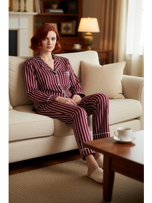 PayBuy Kadın Açık Çizgili Penguen Detaylı Pijama Takımı Fonksiyonel Dayanıklı Kaliteli Konforlu Şık