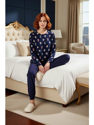 Ersefa Kadın Kışlık Ayıcık Desenli Pamuklu Pijama Fonksiyonel Dayanıklı Kaliteli Konforlu Estetik