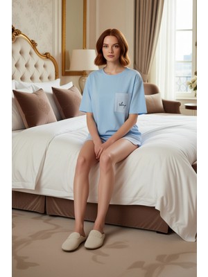 Ersefa Kadın Çizgili Baskılı Pijama Takımı Bisiklet Yaka Fonksiyonel Dayanıklı Kaliteli Konforlu Şık