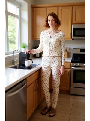 FRM Kadın Çiçekli Pijama Takımı Fonksiyonel Dayanıklı Kaliteli Konforlu Estetik Premium Modern