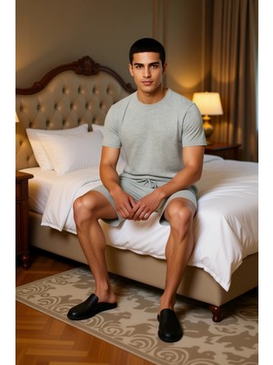 Ersefa Erkek Casual Relaxed Fit Pijama Takımı Bisiklet Yaka Fonksiyonel Dayanıklı Kaliteli Modern