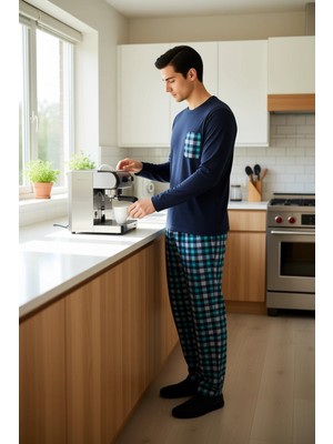 FRM Erkek Ekose Cep Detaylı Pijama Takımı Fonksiyonel Dayanıklı Kaliteli Konforlu Estetik Spor