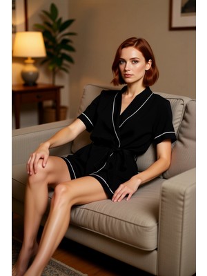 PayBuy Kadın Viskon Gömlek Şort Pijama Takımı Biye Detaylı Fonksiyonel Dayanıklı Kaliteli Estetik