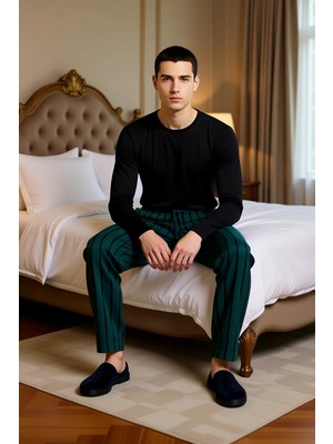 Ersefa Erkek Waffle Dokulu Çizgili Pijama Takımı Fonksiyonel Dayanıklı Kaliteli Konforlu Estetik Şık