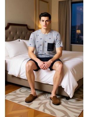 Ersefa Erkek Baskılı Regular Fit Örme Pijama Takımı Yazlık Fonksiyonel Dayanıklı Kaliteli Estetik