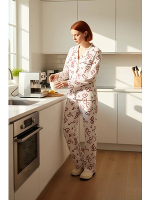 FRM Kadın Kışlık Yılbaşı Desenli Pijama Takımı Gömlek Yaka Fonksiyonel Dayanıklı Kaliteli Spor