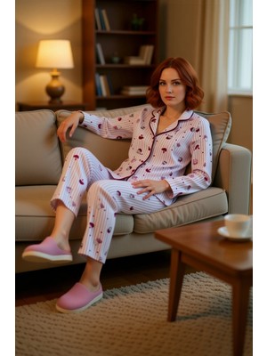 PayBuy Kadin Kalpli Pijama Takımı Gömlek Yaka Fonksiyonel Dayanıklı Kaliteli Konforlu Estetik Şık