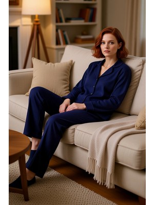 PayBuy Kadın Füme Dokulu Fitilli Gömlek Yaka Pijama Takımı Fonksiyonel Dayanıklı Kaliteli Estetik