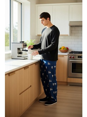 FRM Unisex Bisiklet Yaka Hayvan Desenli Pijama Takımı Fonksiyonel Dayanıklı Kaliteli Konforlu Şık