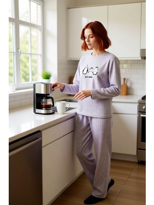 FRM Kadın Polar Penguen Nakışlı Ev Giyim Takımı Fonksiyonel Dayanıklı Kaliteli Konforlu Modern