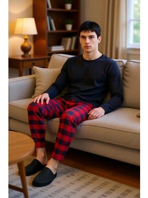 PayBuy Erkek Ekose Desenli Flanel Pijama Takımı Fonksiyonel Dayanıklı Kaliteli Konforlu Estetik Şık