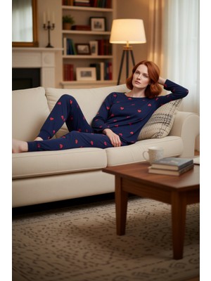 PayBuy Kadin Kalpli Pijama Takımı Bisiklet Yaka Uzun Kol Fonksiyonel Dayanıklı Kaliteli Konforlu Şık