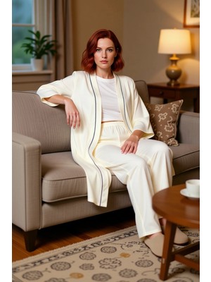 PayBuy Kadın Viskon Biyeli Şal Yaka Sabahlık ve Pijama Altı Takımı Fonksiyonel Dayanıklı Kaliteli