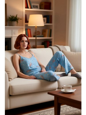 PayBuy Viskon Hayvan Desenli Ince Askılı Pijama Takımı Kadın Fonksiyonel Dayanıklı Kaliteli Rahat