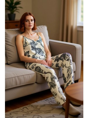 PayBuy Kadın Kaplan Desenli Viskon Pijama Takımı Fonksiyonel Dayanıklı Kaliteli Konforlu Estetik Şık
