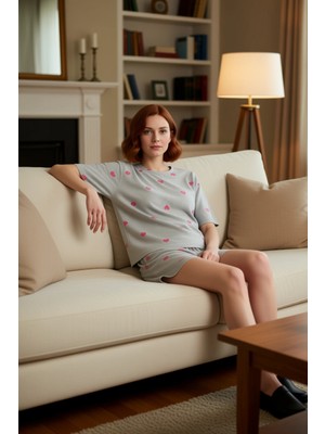 PayBuy Kadin Kalpli Pijama Takımı Bisiklet Yaka Kisa Kol Fonksiyonel Dayanıklı Kaliteli Konforlu Şık