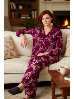 PayBuy Kadın Viskon Kaplan Desenli Gömlek Yaka Pijama Takımı Fonksiyonel Dayanıklı Kaliteli Rahat