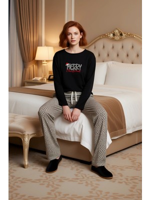 Ersefa Kadın Galaksi Desenli Uzun Kollu Pijama Takımı Fonksiyonel Dayanıklı Kaliteli Konforlu Şık