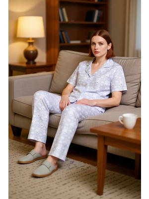 PayBuy Kadın Tavşan Desenli Gömlek ve Geniş Paça Pijama Takımı Fonksiyonel Dayanıklı Kaliteli Şık