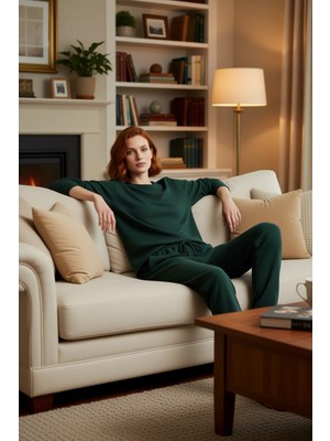 PayBuy Kadın Füme Waffle Örme Lounge Takımı Bisiklet Yaka Düşük Kol Fonksiyonel Dayanıklı Estetik